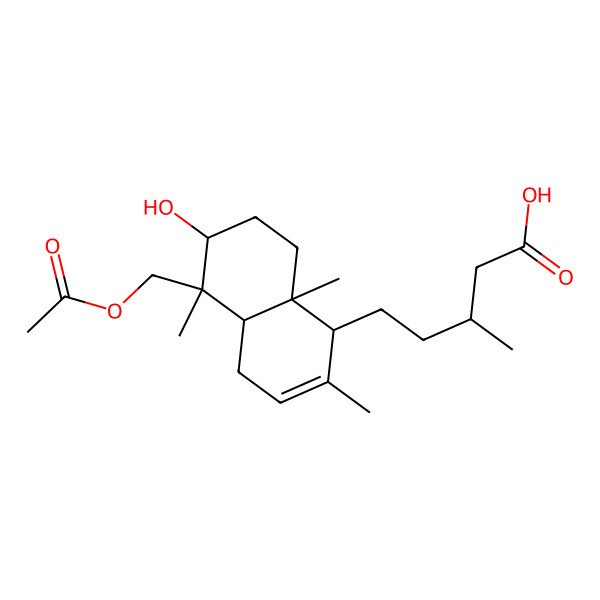 2D Structure of (3R)-5-[(1R,4aS,5R,6S,8aS)-5-(acetyloxymethyl)-6-hydroxy-2,5,8a-trimethyl-1,4,4a,6,7,8-hexahydronaphthalen-1-yl]-3-methylpentanoic acid