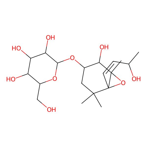 2D Structure of (2R,3R,4S,5S,6R)-2-[[(1S,2S,3S,6R)-2-hydroxy-6-[(E,3S)-3-hydroxybut-1-enyl]-1,5,5-trimethyl-7-oxabicyclo[4.1.0]heptan-3-yl]oxy]-6-(hydroxymethyl)oxane-3,4,5-triol