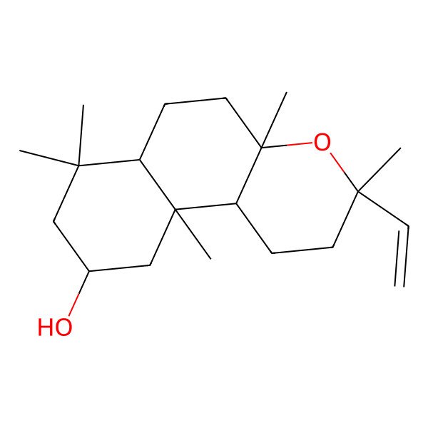 2D Structure of (3R,4aS,6aR,9R,10aR,10bS)-3-ethenyl-3,4a,7,7,10a-pentamethyl-2,5,6,6a,8,9,10,10b-octahydro-1H-benzo[f]chromen-9-ol