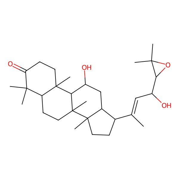 2D Structure of 17-[4-(3,3-Dimethyloxiran-2-yl)-4-hydroxybut-2-en-2-yl]-11-hydroxy-4,4,8,10,14-pentamethyl-1,2,5,6,7,9,11,12,13,15,16,17-dodecahydrocyclopenta[a]phenanthren-3-one