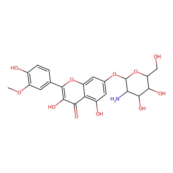 2D Structure of 7-[3-Amino-4,5-dihydroxy-6-(hydroxymethyl)oxan-2-yl]oxy-3,5-dihydroxy-2-(4-hydroxy-3-methoxyphenyl)chromen-4-one