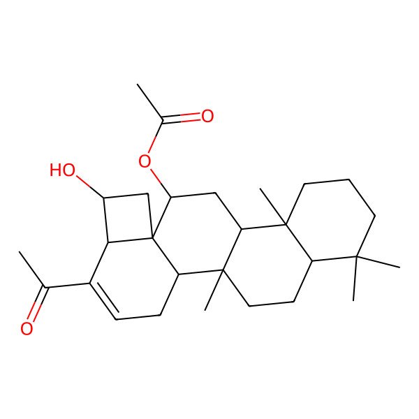 2D Structure of [(1R,2S,6R,7R,9S,10S,12S,13S,18R)-5-acetyl-7-hydroxy-1,13,17,17-tetramethyl-10-pentacyclo[10.8.0.02,9.06,9.013,18]icos-4-enyl] acetate