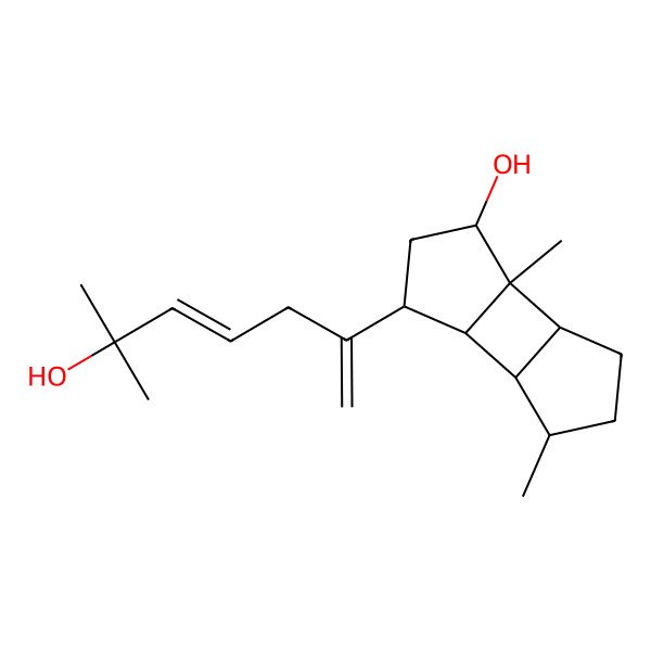 2D Structure of (1S,2R,3R,5R,6R,7R,8R)-5-[(4E)-6-hydroxy-6-methylhepta-1,4-dien-2-yl]-2,8-dimethyltricyclo[5.3.0.02,6]decan-3-ol