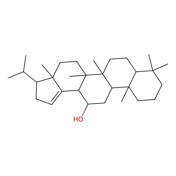 2D Structure of 3a,5a,5b,8,8,11a-Hexamethyl-3-propan-2-yl-2,3,4,5,6,7,7a,9,10,11,11b,12,13,13a-tetradecahydrocyclopenta[a]chrysen-13-ol
