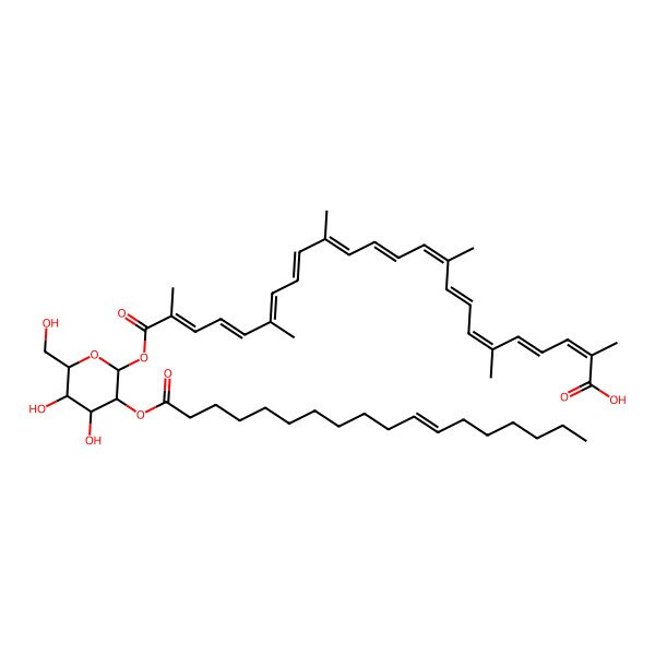 2D Structure of 4-[2-O-11Z-octadecenoyl-beta-glucopyranosyl]-4,4'-diapolycopene-4,4'-dioic acid