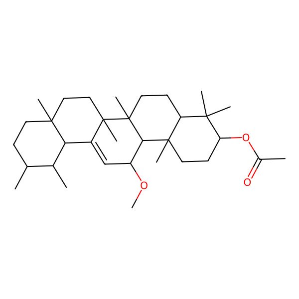 2D Structure of [(3R,4aR,6aR,6bS,8aR,11R,12S,12aR,14R,14aR,14bS)-14-methoxy-4,4,6a,6b,8a,11,12,14b-octamethyl-2,3,4a,5,6,7,8,9,10,11,12,12a,14,14a-tetradecahydro-1H-picen-3-yl] acetate