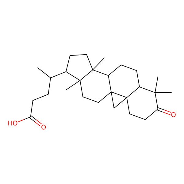 2D Structure of (4R)-4-[(1S,3R,8R,11S,12S,15R,16R)-7,7,12,16-tetramethyl-6-oxo-15-pentacyclo[9.7.0.01,3.03,8.012,16]octadecanyl]pentanoic acid
