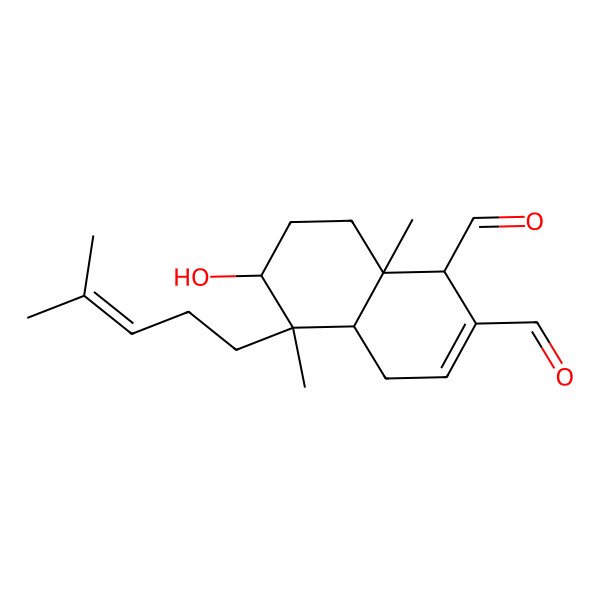 2D Structure of (1S,4aS,5S,6S,8aS)-6-hydroxy-5,8a-dimethyl-5-(4-methylpent-3-enyl)-1,4,4a,6,7,8-hexahydronaphthalene-1,2-dicarbaldehyde