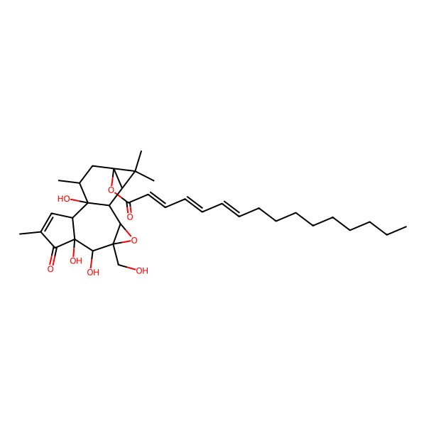 2D Structure of [5,6,11-Trihydroxy-4-(hydroxymethyl)-8,12,15,15-tetramethyl-7-oxo-3-oxapentacyclo[9.5.0.02,4.06,10.014,16]hexadec-8-en-14-yl] hexadeca-2,4,6-trienoate