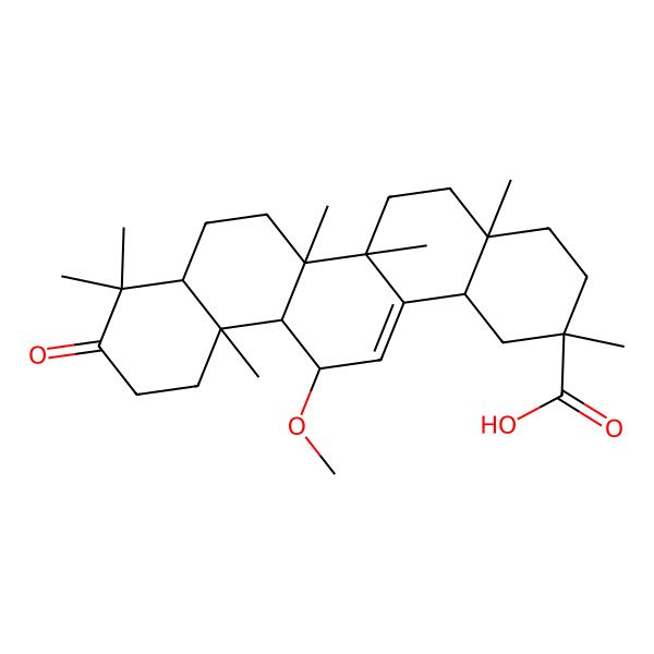 2D Structure of 13-methoxy-2,4a,6a,6b,9,9,12a-heptamethyl-10-oxo-3,4,5,6,6a,7,8,8a,11,12,13,14b-dodecahydro-1H-picene-2-carboxylic acid