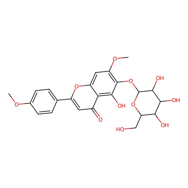 2D Structure of 5-Hydroxy-7-methoxy-2-(4-methoxyphenyl)-6-[3,4,5-trihydroxy-6-(hydroxymethyl)oxan-2-yl]oxychromen-4-one