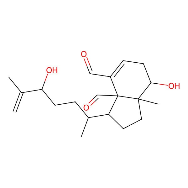 2D Structure of (3S,3aR,7R,7aR)-7-hydroxy-3-[(2R,5S)-5-hydroxy-6-methylhept-6-en-2-yl]-7a-methyl-2,3,6,7-tetrahydro-1H-indene-3a,4-dicarbaldehyde