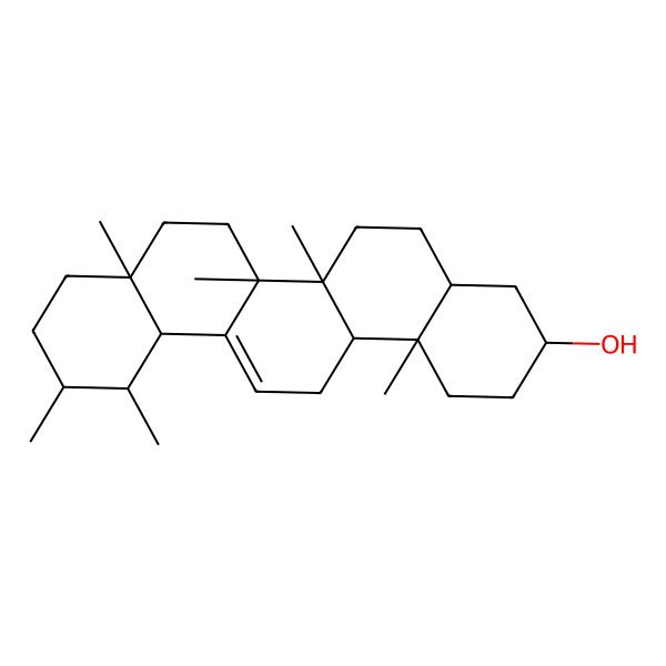2D Structure of (3S,4aS,6aR,6bS,8aR,11R,12S,12aR,14aR,14bS)-6a,6b,8a,11,12,14b-hexamethyl-1,2,3,4,4a,5,6,7,8,9,10,11,12,12a,14,14a-hexadecahydropicen-3-ol