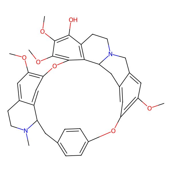 2D Structure of 9,20,21,25-Tetramethoxy-30-methyl-7,23-dioxa-15,30-diazaoctacyclo[22.6.2.23,6.18,12.111,15.114,18.027,31.022,33]heptatriaconta-3(37),4,6(36),8,10,12(35),18(33),19,21,24,26,31-dodecaen-19-ol