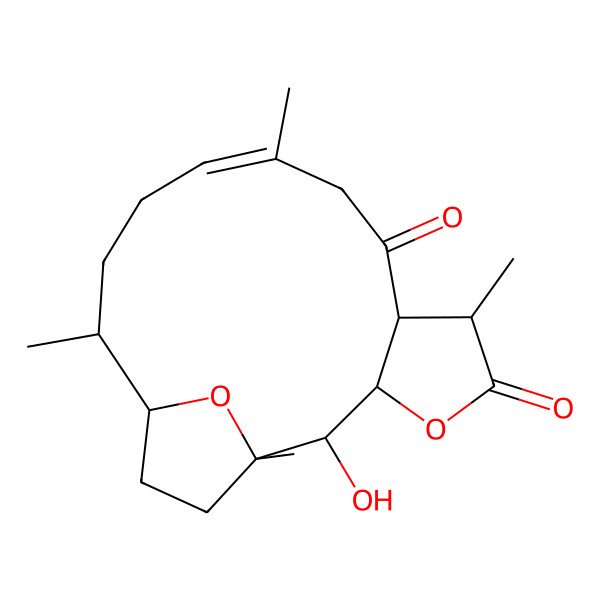 2D Structure of (1S,2R,3S,6R,7R,10E,14S,15S)-2-hydroxy-1,6,10,14-tetramethyl-4,18-dioxatricyclo[13.2.1.03,7]octadec-10-ene-5,8-dione