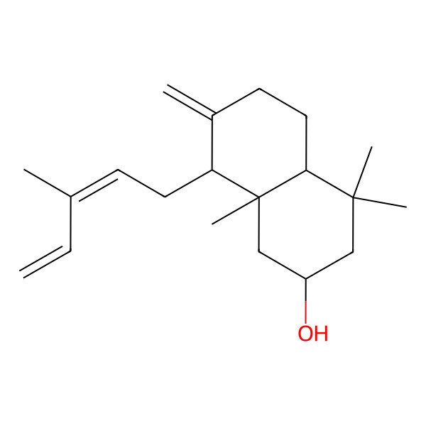 2D Structure of 4,4,8a-trimethyl-7-methylidene-8-(3-methylpenta-2,4-dienyl)-2,3,4a,5,6,8-hexahydro-1H-naphthalen-2-ol