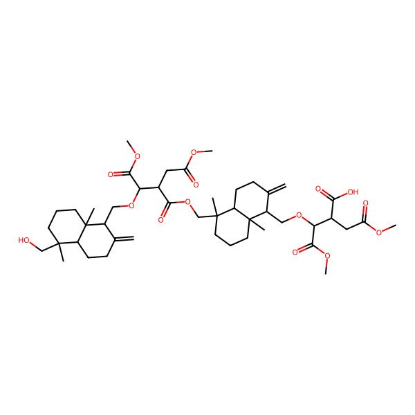 2D Structure of 3-[[5-[[3-[[5-(hydroxymethyl)-5,8a-dimethyl-2-methylidene-3,4,4a,6,7,8-hexahydro-1H-naphthalen-1-yl]methoxy]-4-methoxy-2-(2-methoxy-2-oxoethyl)-4-oxobutanoyl]oxymethyl]-5,8a-dimethyl-2-methylidene-3,4,4a,6,7,8-hexahydro-1H-naphthalen-1-yl]methoxy]-4-methoxy-2-(2-methoxy-2-oxoethyl)-4-oxobutanoic acid