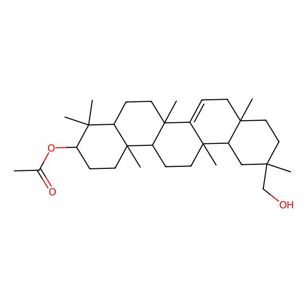 2D Structure of [(3R,4aR,6aR,6aS,8aR,11S,12aR,14aR,14bR)-11-(hydroxymethyl)-4,4,6a,6a,8a,11,14b-heptamethyl-1,2,3,4a,5,6,8,9,10,12,12a,13,14,14a-tetradecahydropicen-3-yl] acetate