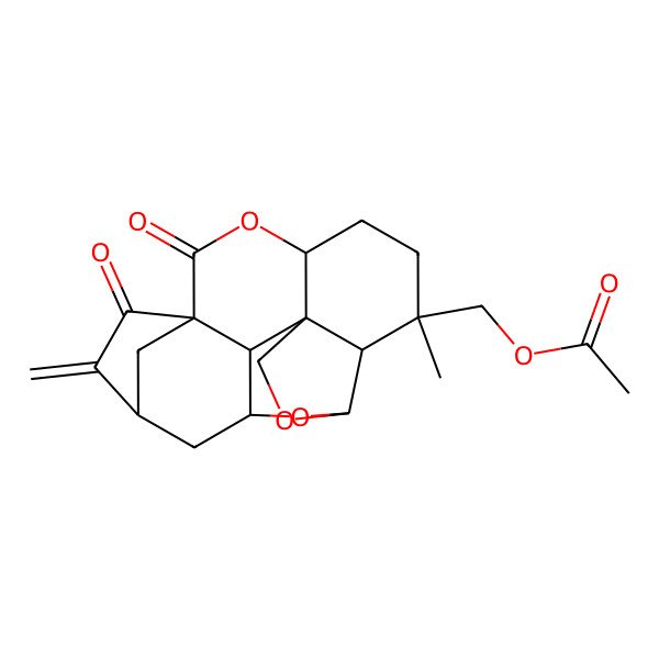 2D Structure of (13-Methyl-3-methylidene-2,18-dioxo-7,9,17-trioxahexacyclo[9.7.1.11,4.06,19.08,12.011,16]icosan-13-yl)methyl acetate