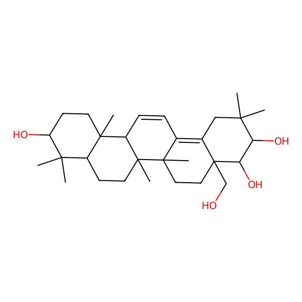 2D Structure of (3R,4R,4aR,6aR,6aS,6bR,8aR,10S,12aS)-4a-(hydroxymethyl)-2,2,6a,6b,9,9,12a-heptamethyl-1,3,4,5,6,6a,7,8,8a,10,11,12-dodecahydropicene-3,4,10-triol 2D Structure of (3R,4R,4aR,6aR,6aS,6bR,8aR,10S,12aS)-4a-(hydroxymethyl)-2,2,6a,6b,9,9,12a-heptamethyl-1,3,4,5,6,6a,7,8,8a,10,11,12-dodecahydropicene-3,4,10-triol