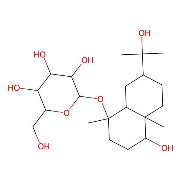 2D Structure of 2-[[4-Hydroxy-7-(2-hydroxypropan-2-yl)-1,4a-dimethyl-2,3,4,5,6,7,8,8a-octahydronaphthalen-1-yl]oxy]-6-(hydroxymethyl)oxane-3,4,5-triol