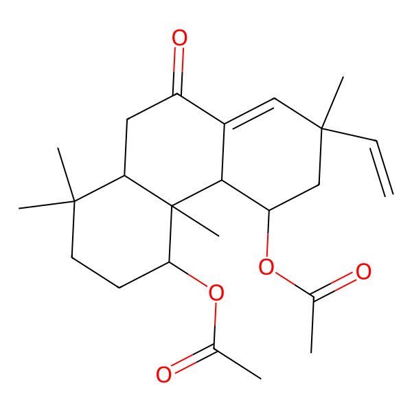 2D Structure of (5-Acetyloxy-7-ethenyl-1,1,4a,7-tetramethyl-9-oxo-2,3,4,4b,5,6,10,10a-octahydrophenanthren-4-yl) acetate 2D Structure of (5-Acetyloxy-7-ethenyl-1,1,4a,7-tetramethyl-9-oxo-2,3,4,4b,5,6,10,10a-octahydrophenanthren-4-yl) acetate