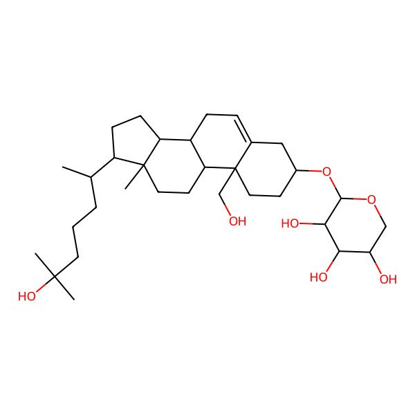 2D Structure of (2S,3S,4R,5R)-2-[[(3S,8S,9S,10S,13R,14S,17R)-10-(hydroxymethyl)-17-[(2R)-6-hydroxy-6-methylheptan-2-yl]-13-methyl-2,3,4,7,8,9,11,12,14,15,16,17-dodecahydro-1H-cyclopenta[a]phenanthren-3-yl]oxy]oxane-3,4,5-triol