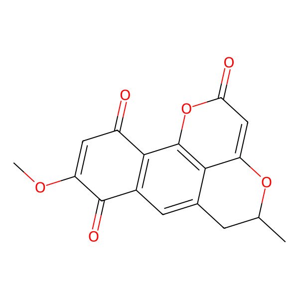 2D Structure of 5-Methoxy-11-methyl-12,16-dioxatetracyclo[7.7.1.02,7.013,17]heptadeca-1(17),2(7),4,8,13-pentaene-3,6,15-trione
