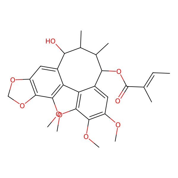 2D Structure of [(8S,9S,10R,11S)-11-hydroxy-3,4,5,19-tetramethoxy-9,10-dimethyl-15,17-dioxatetracyclo[10.7.0.02,7.014,18]nonadeca-1(19),2,4,6,12,14(18)-hexaen-8-yl] (E)-2-methylbut-2-enoate