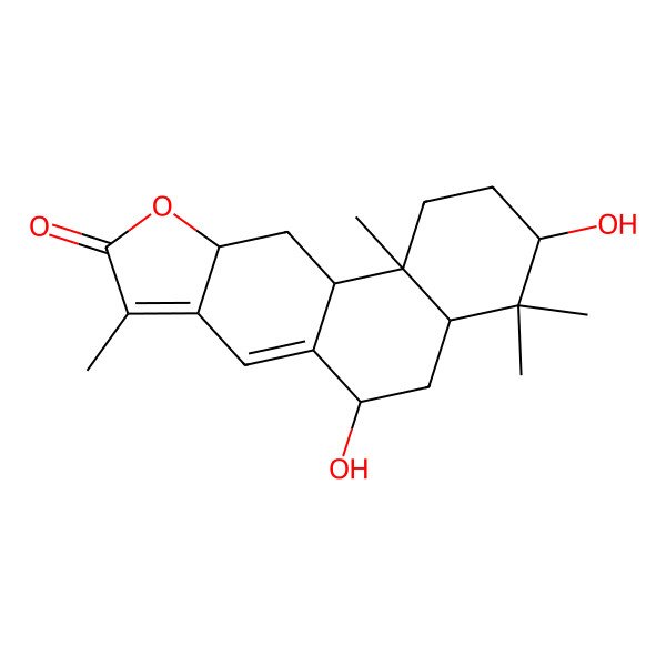 2D Structure of 3,6-dihydroxy-4,4,8,11b-tetramethyl-2,3,4a,5,6,10a,11,11a-octahydro-1H-naphtho[2,1-f][1]benzofuran-9-one
