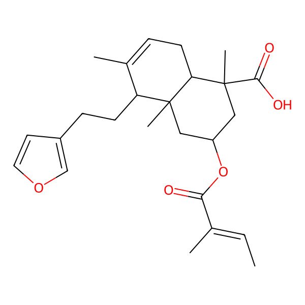 2D Structure of (1R,3R,4aR,5S,8aR)-5-[2-(furan-3-yl)ethyl]-1,4a,6-trimethyl-3-[(Z)-2-methylbut-2-enoyl]oxy-2,3,4,5,8,8a-hexahydronaphthalene-1-carboxylic acid