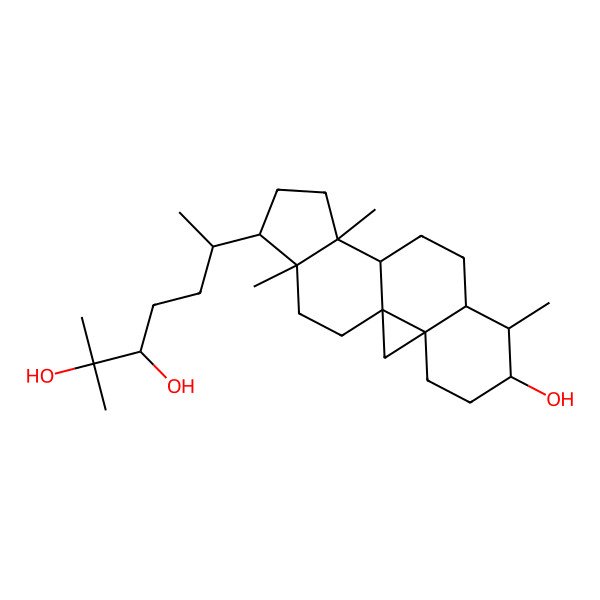 2D Structure of (3S,6R)-6-[(1S,3R,6S,7S,8S,11S,12S,15R,16R)-6-hydroxy-7,12,16-trimethyl-15-pentacyclo[9.7.0.01,3.03,8.012,16]octadecanyl]-2-methylheptane-2,3-diol