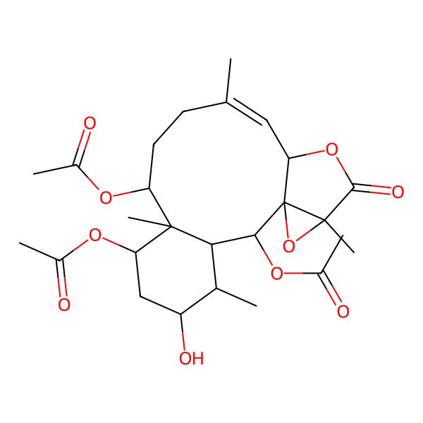 2D Structure of [(1S,2R,3S,4R,5R,7S,8S,9R,12Z,14S,17R)-2,7-diacetyloxy-5-hydroxy-4,8,12,17-tetramethyl-16-oxo-15,18-dioxatetracyclo[12.4.0.01,17.03,8]octadec-12-en-9-yl] acetate