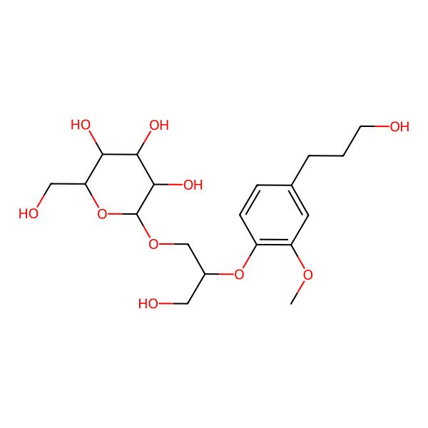 2D Structure of (2R,3R,4S,5S,6R)-2-[(2R)-3-hydroxy-2-[4-(3-hydroxypropyl)-2-methoxyphenoxy]propoxy]-6-(hydroxymethyl)oxane-3,4,5-triol