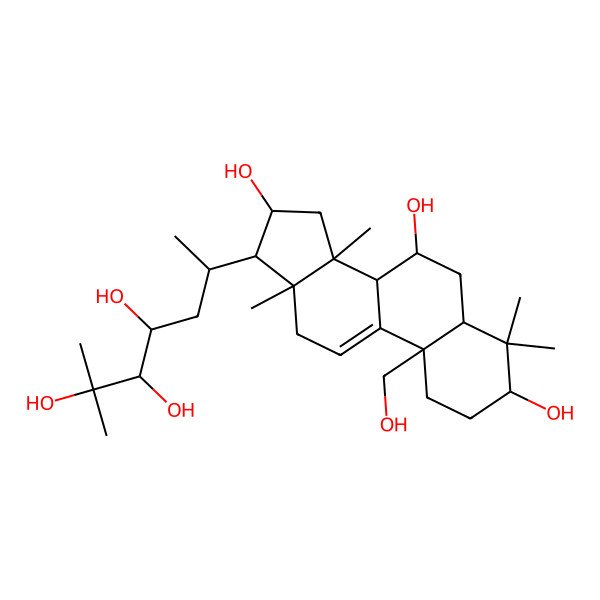 2D Structure of (3S,5R,7S,8S,10R,13R,14S,16S,17R)-10-(hydroxymethyl)-4,4,13,14-tetramethyl-17-[(2R,4S,5S)-4,5,6-trihydroxy-6-methylheptan-2-yl]-2,3,5,6,7,8,12,15,16,17-decahydro-1H-cyclopenta[a]phenanthrene-3,7,16-triol