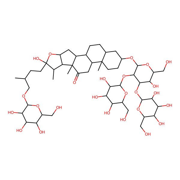 2D Structure of 6-Hydroxy-16-[5-hydroxy-6-(hydroxymethyl)-3,4-bis[[3,4,5-trihydroxy-6-(hydroxymethyl)oxan-2-yl]oxy]oxan-2-yl]oxy-7,9,13-trimethyl-6-[3-methyl-4-[3,4,5-trihydroxy-6-(hydroxymethyl)oxan-2-yl]oxybutyl]-5-oxapentacyclo[10.8.0.02,9.04,8.013,18]icosan-10-one