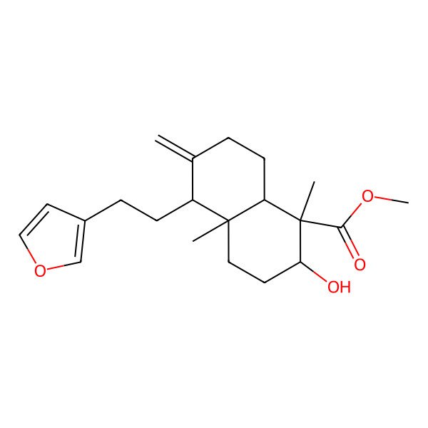 2D Structure of methyl 5-[2-(furan-3-yl)ethyl]-2-hydroxy-1,4a-dimethyl-6-methylidene-3,4,5,7,8,8a-hexahydro-2H-naphthalene-1-carboxylate