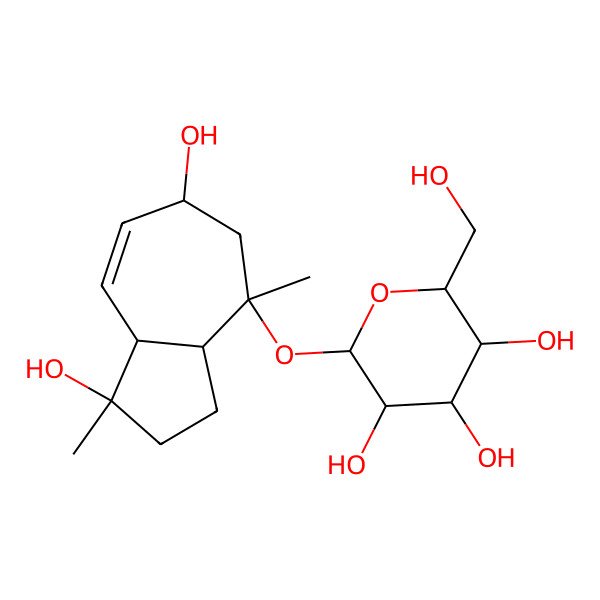 2D Structure of 2-[(1,6-Dihydroxy-1,4-dimethyl-2,3,3a,5,6,8a-hexahydroazulen-4-yl)oxy]-6-(hydroxymethyl)oxane-3,4,5-triol