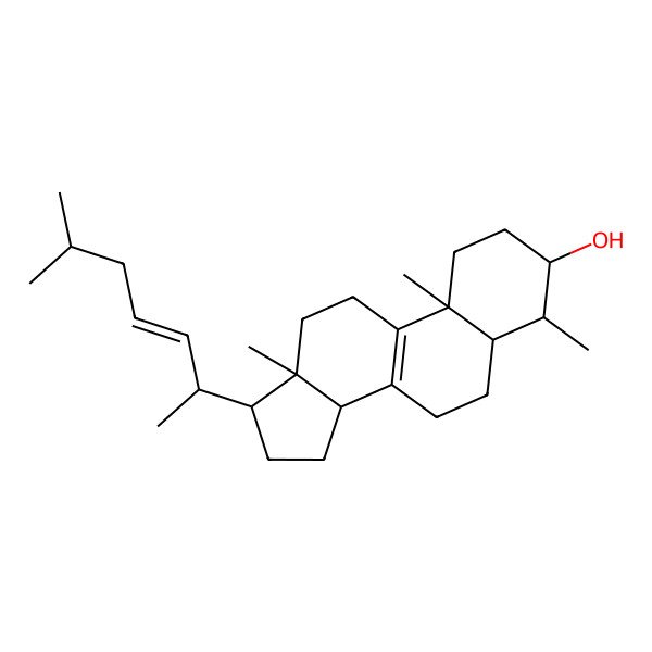 2D Structure of (3S,4S,5S,10S,13R,14R,17R)-4,10,13-trimethyl-17-[(E,2R)-6-methylhept-3-en-2-yl]-2,3,4,5,6,7,11,12,14,15,16,17-dodecahydro-1H-cyclopenta[a]phenanthren-3-ol