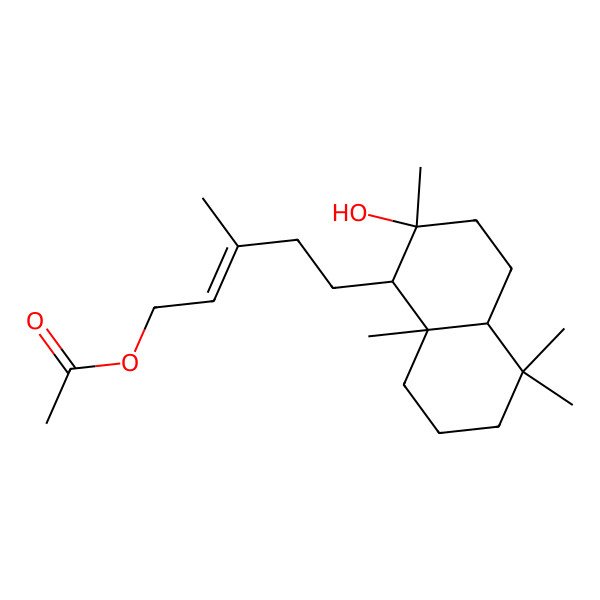 2D Structure of [5-(2-hydroxy-2,5,5,8a-tetramethyl-3,4,4a,6,7,8-hexahydro-1H-naphthalen-1-yl)-3-methylpent-2-enyl] acetate