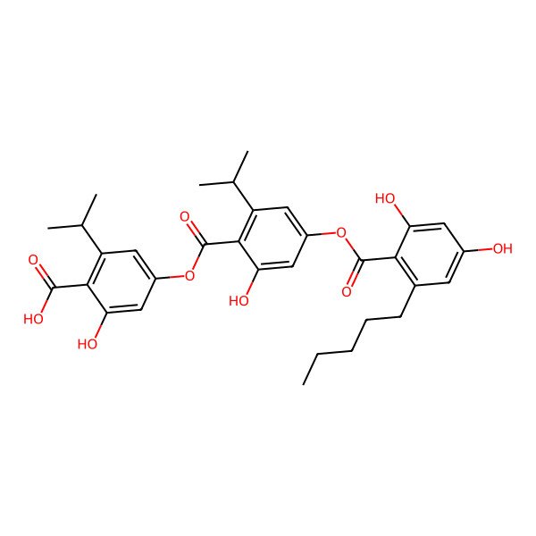 2D Structure of 4-[4-(2,4-Dihydroxy-6-pentylbenzoyl)oxy-2-hydroxy-6-propan-2-ylbenzoyl]oxy-2-hydroxy-6-propan-2-ylbenzoic acid