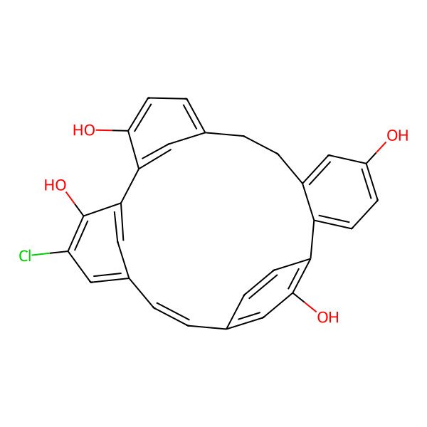 2D Structure of (20Z)-17-chloropentacyclo[20.2.2.110,14.115,19.02,7]octacosa-1(24),2(7),3,5,10(28),11,13,15,17,19(27),20,22,25-tridecaene-5,13,16,24-tetrol