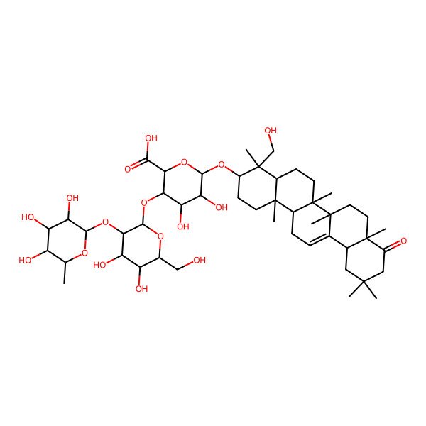 2D Structure of (2S,3S,4R,5R,6R)-6-[[(3S,4S,4aR,6aR,6bS,8aR,12aS,14aR,14bR)-4-(hydroxymethyl)-4,6a,6b,8a,11,11,14b-heptamethyl-9-oxo-2,3,4a,5,6,7,8,10,12,12a,14,14a-dodecahydro-1H-picen-3-yl]oxy]-3-[(2S,3R,4S,5S,6R)-4,5-dihydroxy-6-(hydroxymethyl)-3-[(2S,3R,4R,5R,6S)-3,4,5-trihydroxy-6-methyloxan-2-yl]oxyoxan-2-yl]oxy-4,5-dihydroxyoxane-2-carboxylic acid