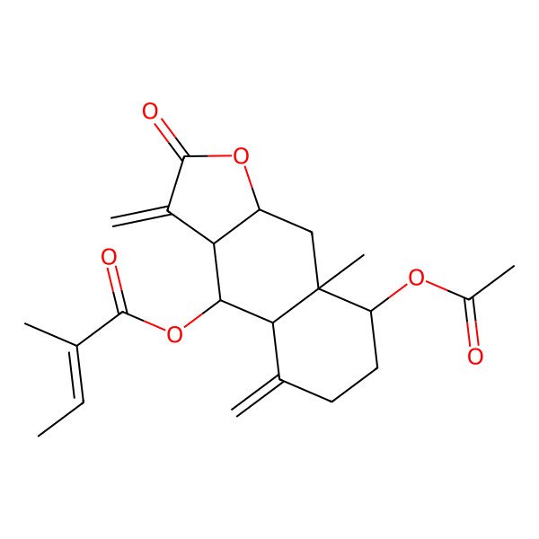 2D Structure of (8-Acetyloxy-8a-methyl-3,5-dimethylidene-2-oxo-3a,4,4a,6,7,8,9,9a-octahydrobenzo[f][1]benzofuran-4-yl) 2-methylbut-2-enoate