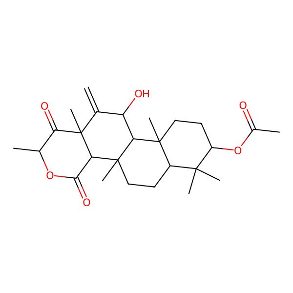 2D Structure of (11-hydroxy-2,4b,7,7,10a,12a-hexamethyl-12-methylidene-1,4-dioxo-5,6,6a,8,9,10,10b,11-octahydro-4aH-naphtho[1,2-h]isochromen-8-yl) acetate