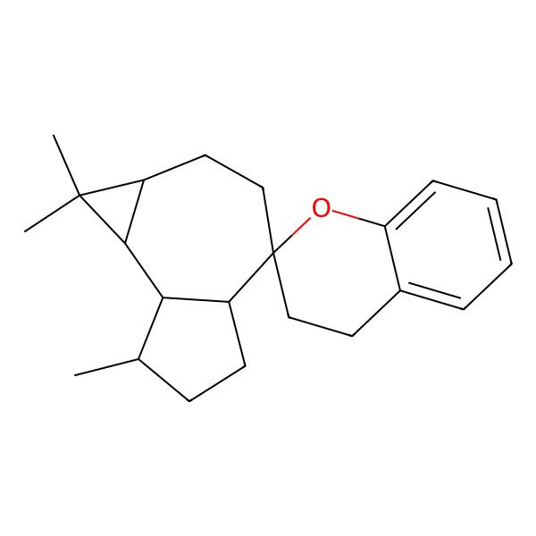 2D Structure of (1aR,4R,4aS,7R,7aS,7bS)-1,1,7-trimethylspiro[2,3,4a,5,6,7,7a,7b-octahydro-1aH-cyclopropa[e]azulene-4,2'-3,4-dihydrochromene]