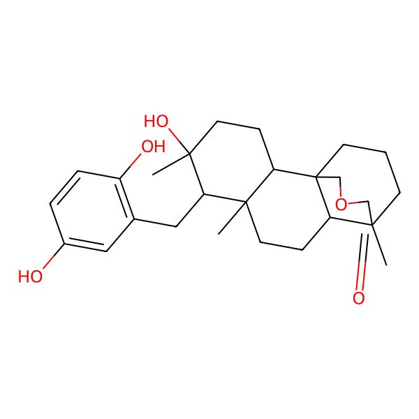 2D Structure of (1S,2S,5S,6S,7S,10R,11S)-6-[(2,5-dihydroxyphenyl)methyl]-5-hydroxy-5,7,11-trimethyl-13-oxatetracyclo[9.3.3.01,10.02,7]heptadecan-12-one