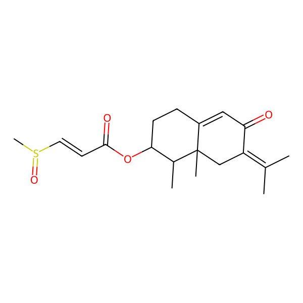 2D Structure of [(1R,2R,8aR)-1,8a-dimethyl-6-oxo-7-propan-2-ylidene-2,3,4,8-tetrahydro-1H-naphthalen-2-yl] (E)-3-methylsulfinylprop-2-enoate