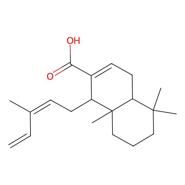 2D Structure of (1R,4aS,8aS)-5,5,8a-trimethyl-1-[(2E)-3-methylpenta-2,4-dienyl]-1,4,4a,6,7,8-hexahydronaphthalene-2-carboxylic acid