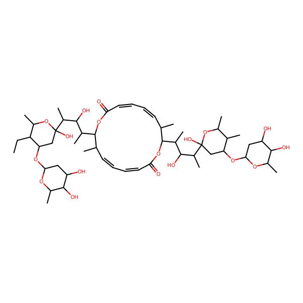 2D Structure of (3E,5E,7S,8S,11E,13E,15S,16S)-8-[(2S,3R,4S)-4-[(2R,4R,5R,6R)-4-[(2S,4S,5S,6S)-4,5-dihydroxy-6-methyloxan-2-yl]oxy-5-ethyl-2-hydroxy-6-methyloxan-2-yl]-3-hydroxypentan-2-yl]-16-[(2S,3R,4S)-4-[(2R,4R,5R,6R)-4-[(2R,4S,5S,6S)-4,5-dihydroxy-6-methyloxan-2-yl]oxy-2-hydroxy-5,6-dimethyloxan-2-yl]-3-hydroxypentan-2-yl]-7,15-dimethyl-1,9-dioxacyclohexadeca-3,5,11,13-tetraene-2,10-dione
